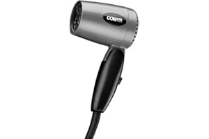Conair 124AC 1600 Watt Compact Travel Hair Dryer with Folding Handle, Blow Dryer