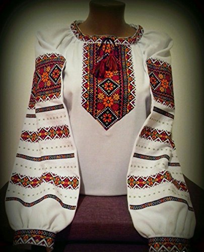 Etno Motif Embroidered Blouse for Women on a White Homespun Cloth Folk Sorochka Vyshyvanka Greate Gift - Limited TIME Offer (XXXL)