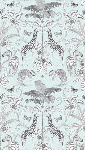 A.S. Creation Non-Woven Wallpaper Animals in White, Grey and Green - Wall Wallpaper for Various Rooms - XXL Wall Picture 2.80 m x 1.59 m