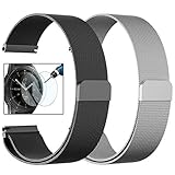 CAGOS Compatible Galaxy Watch (42mm)/Galaxy Watch Active Bands Sets, 20mm 2 Pack Stainless Steel Milanese Loop Mesh Bracelet Strap Replacement for Galaxy Watch 42mm/ Ticwatch E Smartwatch -Small