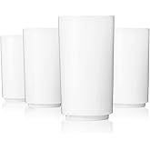 DRINIQUE Tall Unbreakable Highball Glasses (Set of 4) 14oz Reusable, Shatterproof, Tritan Plastic Drinking Glasses - White