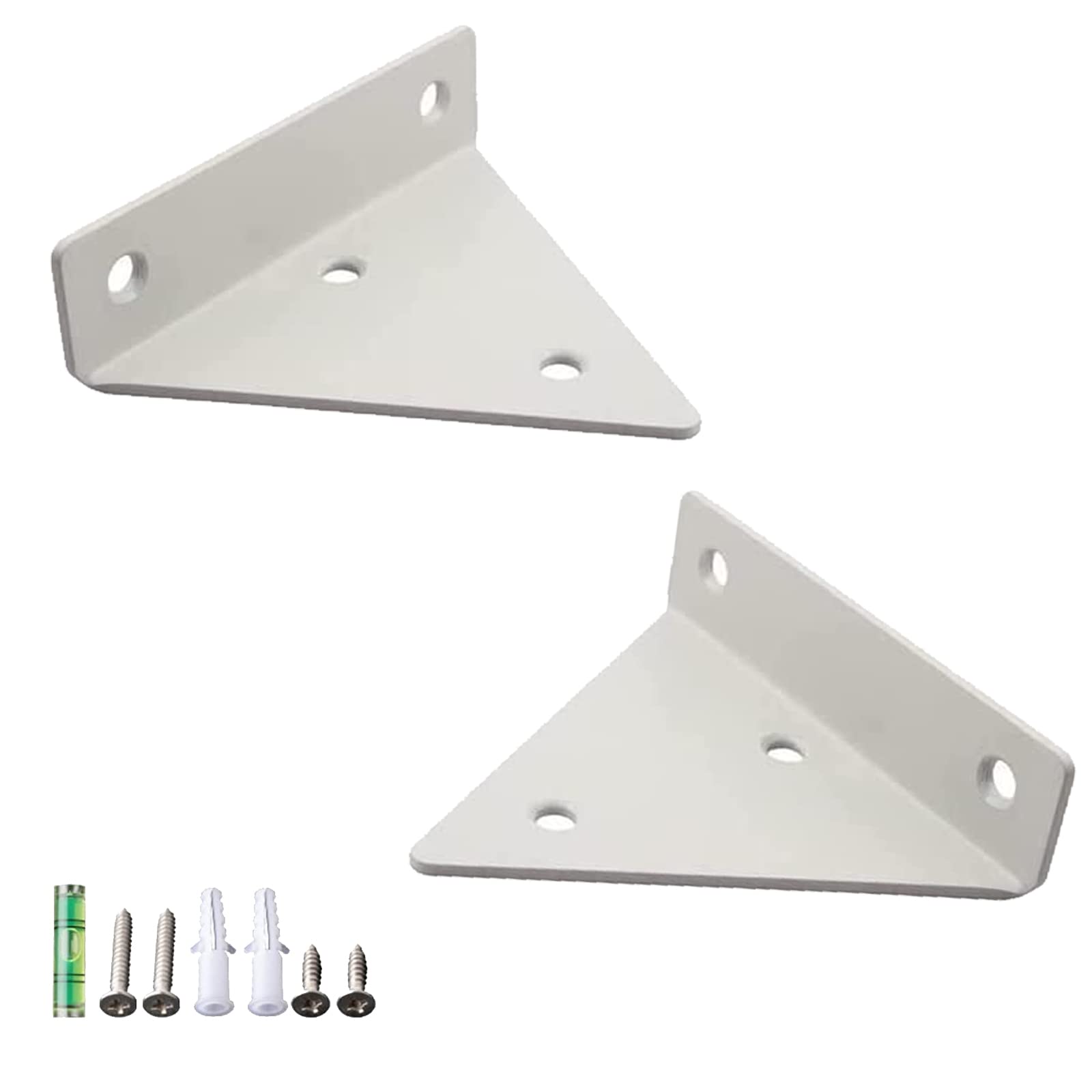 2 PCS Heavy Duty Triangle Hidden Shelf Bracket,Triangle Steel Shelf Support Brackets,Metal Wall-Mounted Shelf Bracket,Multifunctional Wall Mounted Floating Table Support for Brackets Shelves (White)