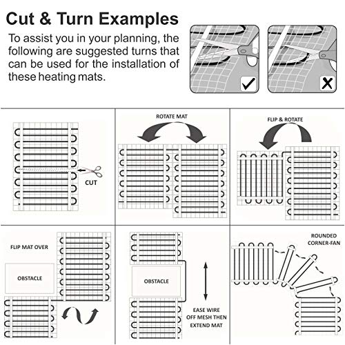 LuxHeat 35 Sqft Mat Kit, 120v Electric Radiant Floor Heating System for