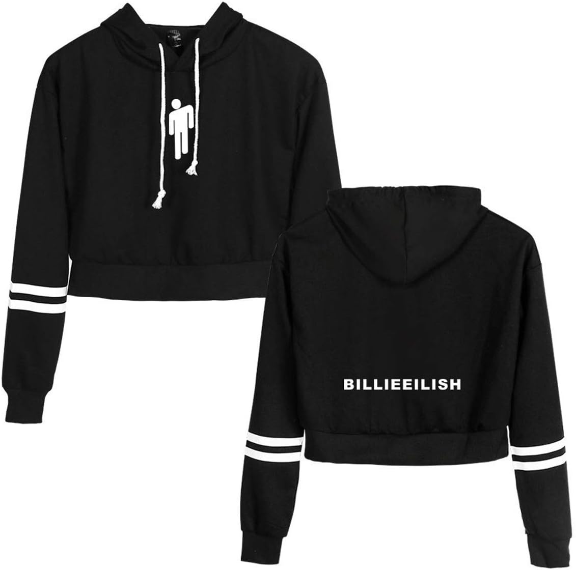 Billie Eilish Crop Top Hoodie Girls Cool Rapper Casual Fashion Summer Streetwear for Women Girls