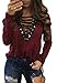 Ermonn Women's Winter Sexy Long Sleeve V Neck Bandage T Shirts Tops
