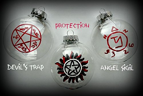 3 (Three) Protection Star Anti-Possession Angels Devil's Trap Angel Sigil Banishing Demons Monsters Symbols Pagan Adult Bloody Dead Death Killing CHRISTMAS ORNAMENTS