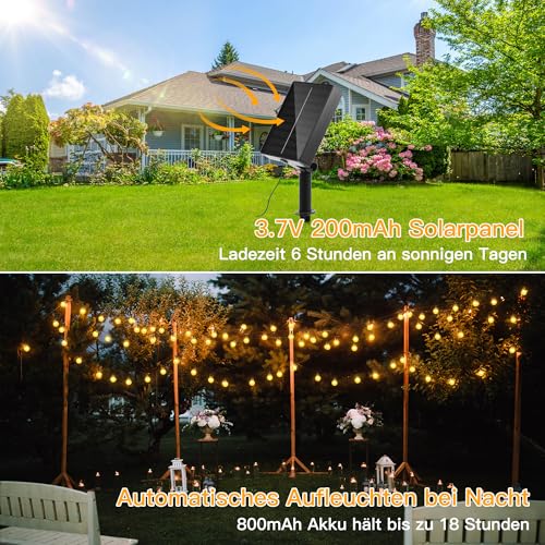 Ollny Solar Fairy Lights Outdoor Weatherproof 8 m 60 LED IP65 Waterproof Fairy Lights Outdoor Solar with 8 Modes Solar Fairy Lights Outdoor for Garden Patio Balcony Wedding (Warm White)