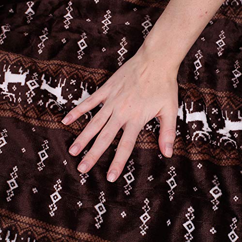 Tefici Washable Heated Throw Blanket with Fast Heating Technology, 3 Temperature Settings,Overheating Protection and Auto Shut Off 50”x 60”(Moose Pattern)