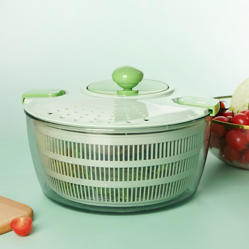 Salad Spinner -Salad Washer, 4L Salad Dryer Salad Spinners with Vegetable Washing Basket, Household Fruit Dehydrator Drainer