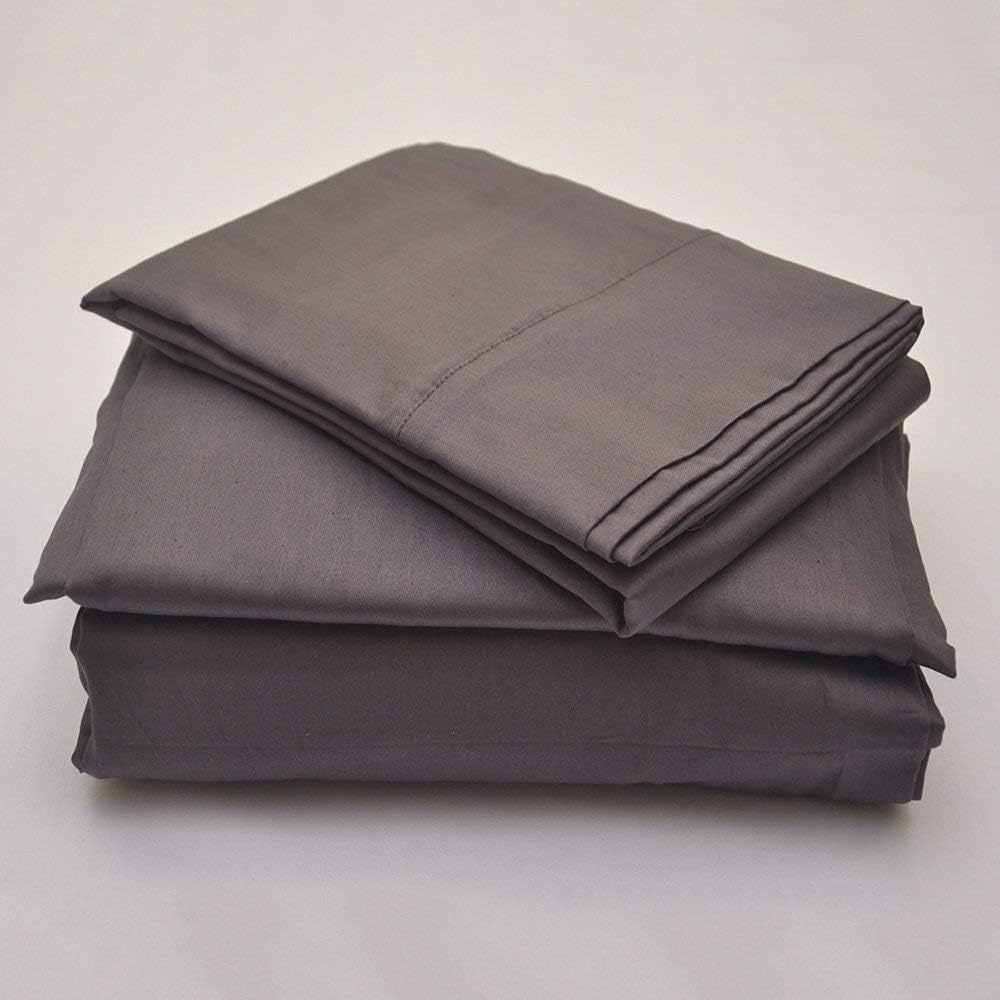 Sam Stores Luxurious 100% Egyptian Cotton 600TC Cal-King Size Attached Waterbed Sheet Set Solid Elephant Grey