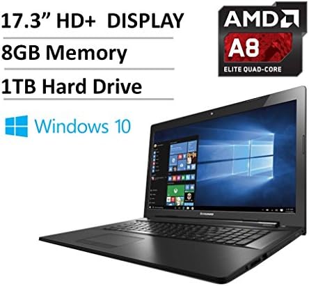 2016 Newest Lenovo 17.3" High Performance Premium Laptop PC - 17.3" HD+ WLED Display, AMD Quad-Core A8 Processor up to 2.4GHz, 8GB DDR3, 1TB Hard Drive, AMD Radeon R5 Graphics, DVD Drive, Windows 10