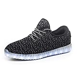 LeoVera Unisex LED Shoes USB Charging Flashing Sneakers Light Up Shoes for Women Men LVYZ005-Black-41