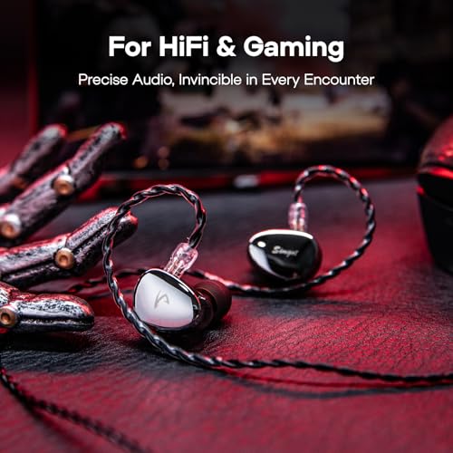 Linsoul SIMGOT EG280 In Ear Monitor, 1DD+1Planar HiFi IEM Gaming Headphones with Microphone, Detachable OFC Cable 1.7m with 2pin with USB-C Adapter, for FPS Games and Audiophile Musicians