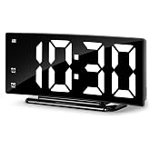 K&ouml;nigswerk LED Digital Alarm Clock for Bedroom, Black | Plug in, Dual Alarm/Snooze/Temperature, Waterproof, 3 Brightness Level, Big Numbers Display and Battery Backup for Desk