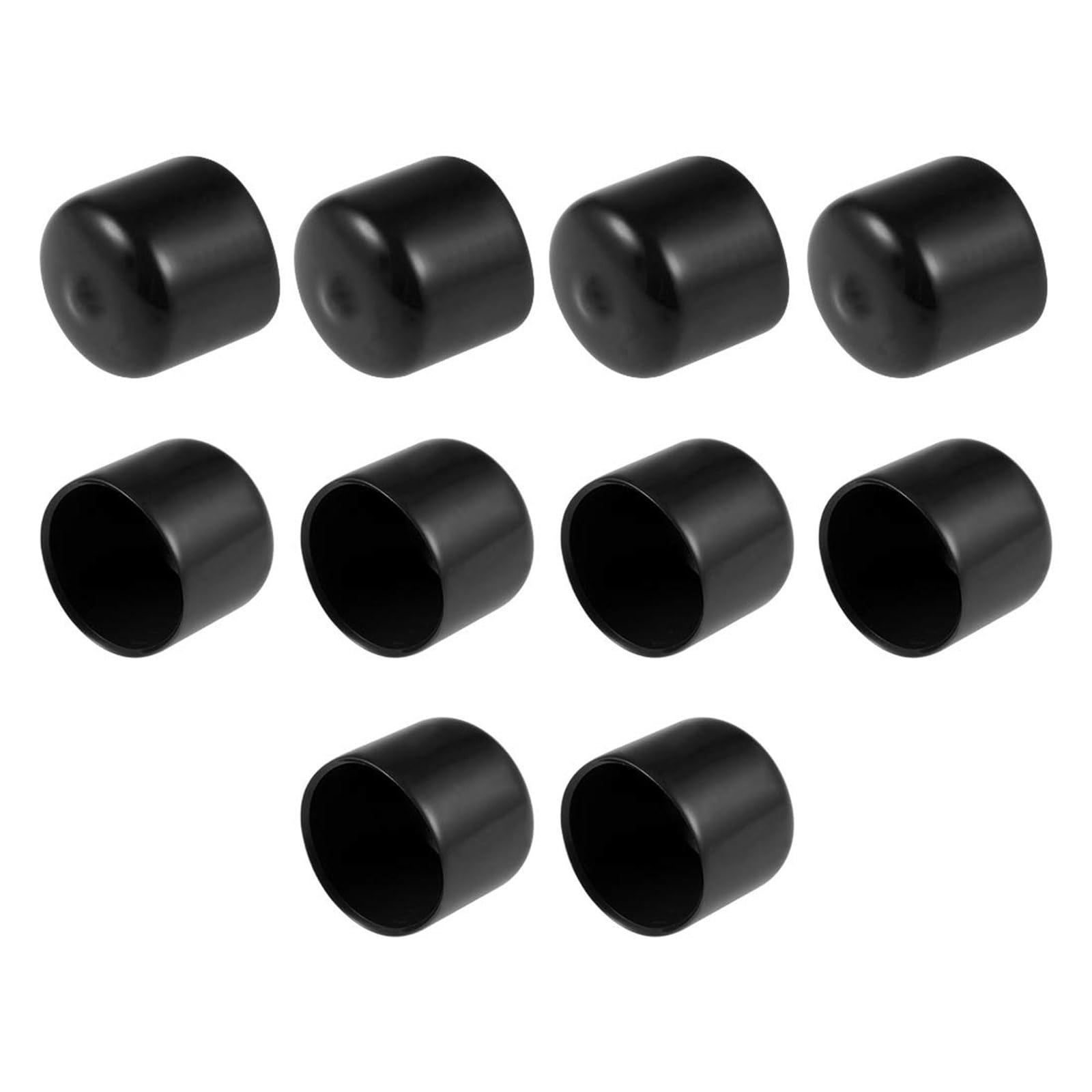 TA-VIGOR 10Pcs Rubber End Caps, 24mm ID Round Flexible Screw End Caps Thread Protectors, Black Vinyl Bolt Covers Rubber Covers for Screws, Tubes, Cables, Wires, etc