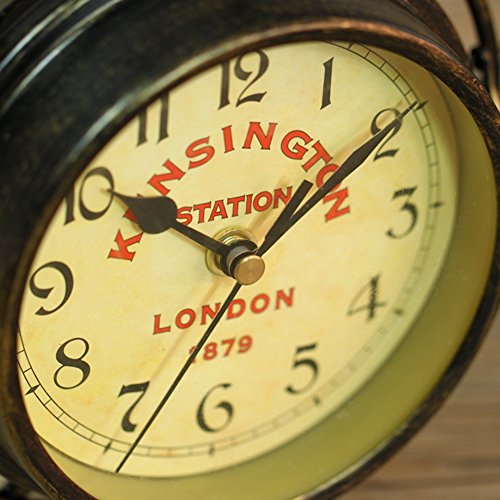 NEOTEND Desk Clock Vintage Table Clock Desktop Farmhouse Tabletop Metal Clock for Office Bedroom Silent Quartz Decor Double Sided - Thumbnail 7