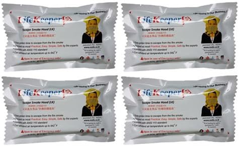 Life Keeper Emergency Escape Simple, Fast, Easy Hood Mask Fire Smoke Toxic Filter 4ea Set, for Family