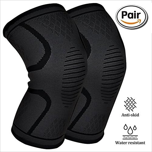 Zealspot Knee Compression Sleeve (Pair)-Knee Brace for Joint Pain, Meniscus Tear and Arthritis Relief- Effective Support for Running, Jogging, Workout, Walking, Hiking and Recovery (Black, X-Large)