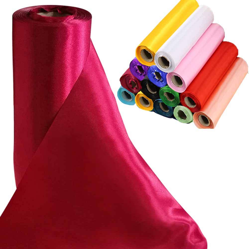 Time to Sparkle 29cmx20m (Burgundy) Satin Roll Sash Fabric Chair Cover Bows Table Runner Sashes Swags for Wedding Party