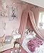 Wilhunter Kids Bed Canopy Princess Castle Mosquito Netting Girls Bed Curtain Hanging Round Dome Tent for Children's Reading Nook Indoor Outdoor Games Cotton Canvas Pink (Pink)