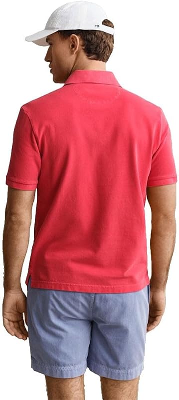 Sunfaded SS Polo pour Homme, Rouge chiné, S