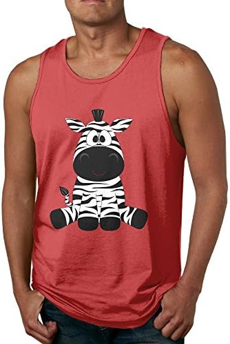 Nganche Cute Zebra Men's Fashion Leisure Pure Color Movement Cotton Vest 3X Red