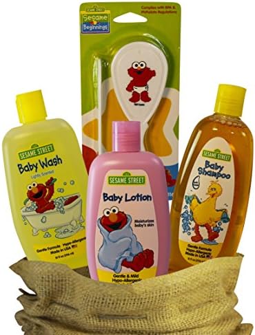Sesame Street Baby Bath Gift Set Featuring Baby Wash, Baby Shampoo, Baby Lotion, Comb and Brush