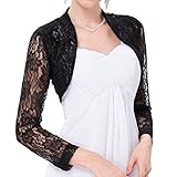 Belle Poque Women's Lace Shrug Jacket Long Sleeve Bridal Cardigan Bolero