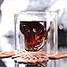 Amzdeal Wine Glass Skull Head Stemless Wine Glass Whisky Glass Set of 6 Shot Glass 2.5oz (75ml)Transparent Crystal Wine Glasses, Drink Vodka / Whisky/ Cocktail Beer Glass Valentine's Day Gifts