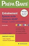 EntraÃ®nement Epreuve Ã©crite Concours AS/AP : Biologie, nutrition-alimentation by 