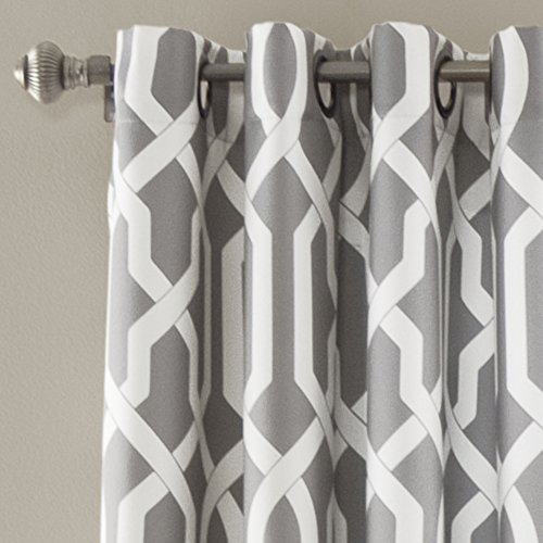 Lush Decor Edward Trellis Curtains Room Darkening Gray Window