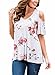 Asvivid Women's Floral Print Cut Out Shoulder Short Sleeve T Shirt Blouse X-Large White
