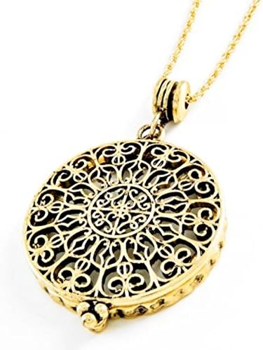 Magnifying Glass Necklace Z4 Ornate Swivel Top Antique Gold Tone