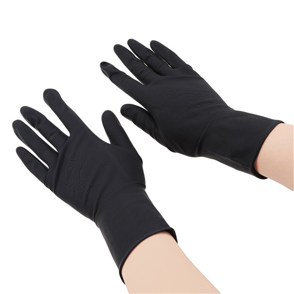 Dolland Black Reusable Latex Gloves Salon Hair Color Dye Glove,Black,S
