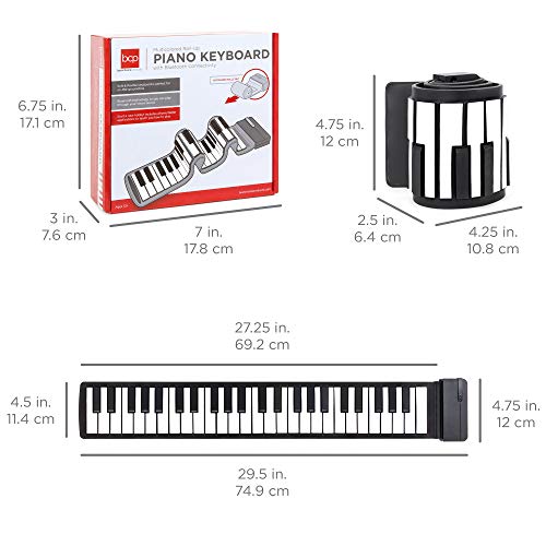 Best Choice Products Kids 49-Key Portable Flexible Roll-Up Piano Keyboard Musical Educational Toy Instrument w/Learn-To-Play App Game, Bluetooth Phone Pairing, Note Labels, USB Charging - White
