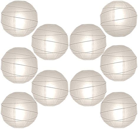 12” Paper Lanterns Decor Value Pack, 10 Round White Hanging Orbs for Decorating Weddings, Parties & Special Event Venues