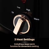 Tower 3.5 Litre Slow Cooker Rose Gold T16018RGG 210W Tempered Glass Lid view 6
