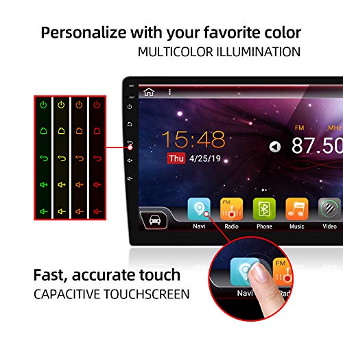 Android 9.0 Double Din Car Stereo Head Unit Radio Audio/ 10.1 inch Quad Core/ Support Sat Nav Bluetooth GPS DAB+ WIFI OBD2 4G Steering Wheel 1080P Video Mirror Link(NO DVD/CD)/ Free Backup Camera