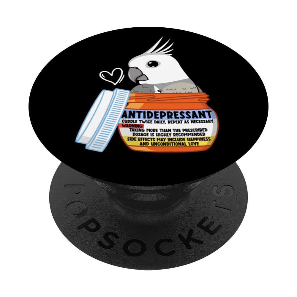 Cute Antidepressant Parrot I White-faced Grey Cockatiel PopSockets Swappable PopGrip