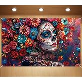 FARMNALL Day of The Dead Backdrop Dia De Los Muertos Decoration for Home | Packing List:1 Pc Photo Backdrop;Size:43 X 72 Inch; Material: Polyester;Perfect for Your House,Office,Classroom Wall
