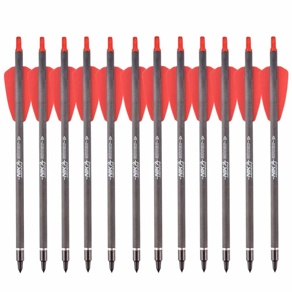 NIKA ARCHERY 7.5 inch Crossbow Bolts Carbon Arrows for COBRA SYSTEM R9 Bow Hunting, Pack of 12