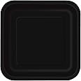 Black Square Disposable Paper Dessert Plates - 7'', 16 Pieces - Perfect for Parties, Weddings, Holidays & More