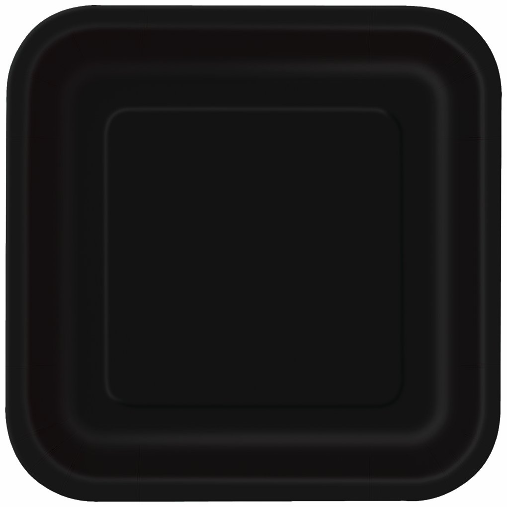 Midnight Black Square Paper Dessert Plates (17cm) 16 Count - Elegant & Sturdy Party Tableware for Appetizers, Cakes and More