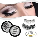Proteove Reusable Magnetic False Eyelashes - No Glue Mess Magic 3D Fake Lashes Extension, Ultra Soft & Natural Look & Handmade, 2 Pair 8 Piece
