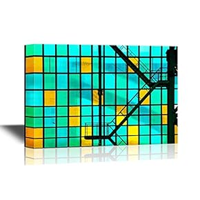 Canvas Wall Art - Staircase on Colorful Background - Gallery Wrap Modern Home Art | Ready to Hang - 12x18 inches