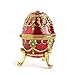 Apropos Hand- Painted Rich Red Vintage Style Faberge Egg with Gold Finish, Rhinestones, Enamel Jewelry Trinket Box