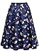 Miusol Women's Casual 1920'S Style Skater Flare Print Party Swing Skirt,A-Navy Blue,Medium