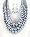 Affordable wedding jewelry, Miss C Statement Beaded Layered Strands Gray Grey Simulated Pearl Beads Silver Chain Necklace Earrings Set Gift Bijoux