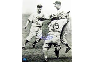 SPORTS MEMORABILIA Brooklyn Dodgers 1955 World Series Celebration photo autographed by Johnny Podres MVP 11x14