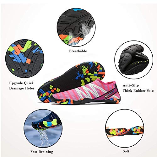 Mens Womens Water Shoes Quick Dry Barefoot for Yoga Swim Diving Surf Aqua Sports Pool Beach (Pink 38)